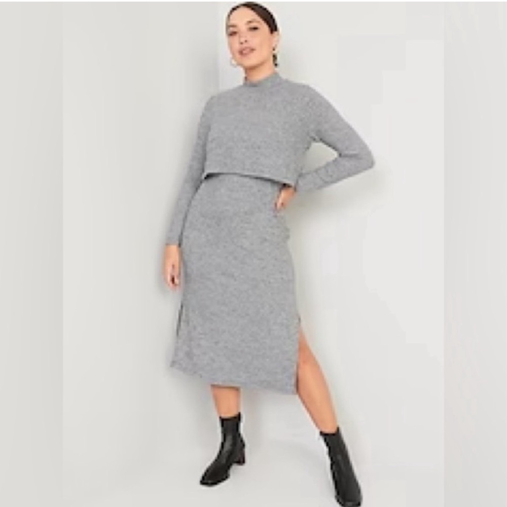 Old Navy Heathered grey nursing sweater dress